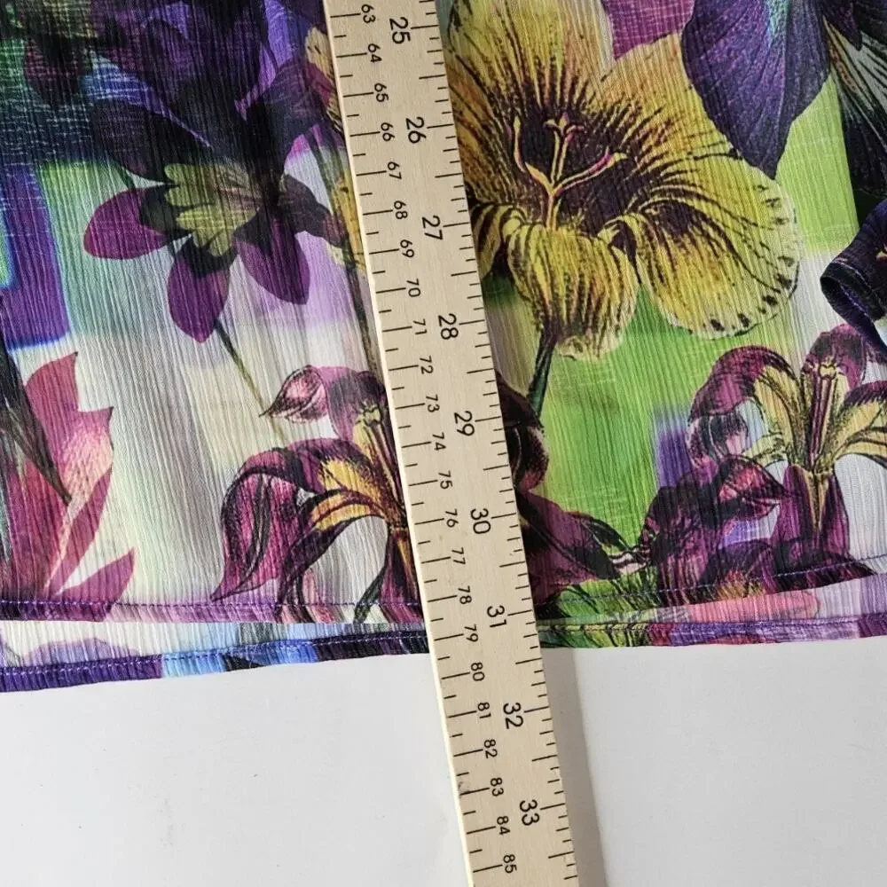 Becca by Rebecca Virtue Womens Purple Semi-Sheer Swim Cover-up SZ XS Pink Green
